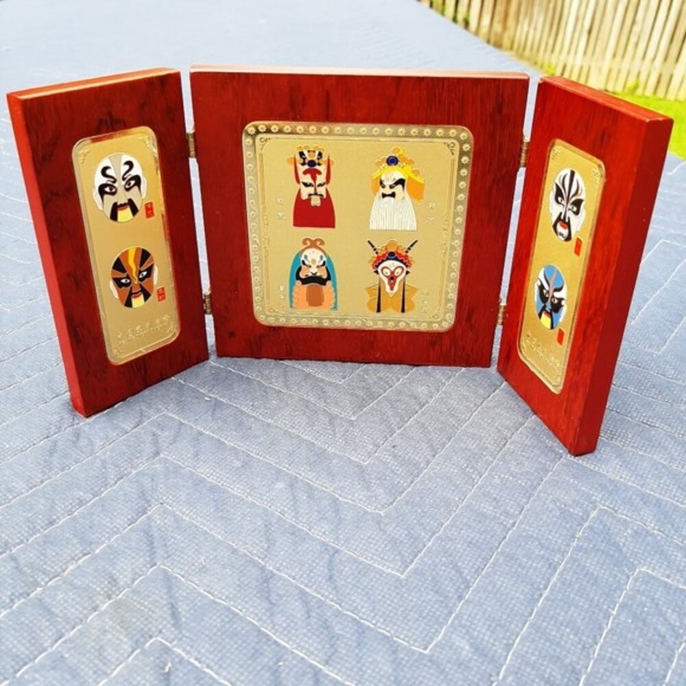 Chinese Traditional Opera Facial Makeup Wooden Panel Display Folk Art Decor - Picture 15 of 15